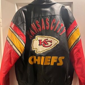 Kansas City Chiefs Leather Jacket - Black, Red, Yellow